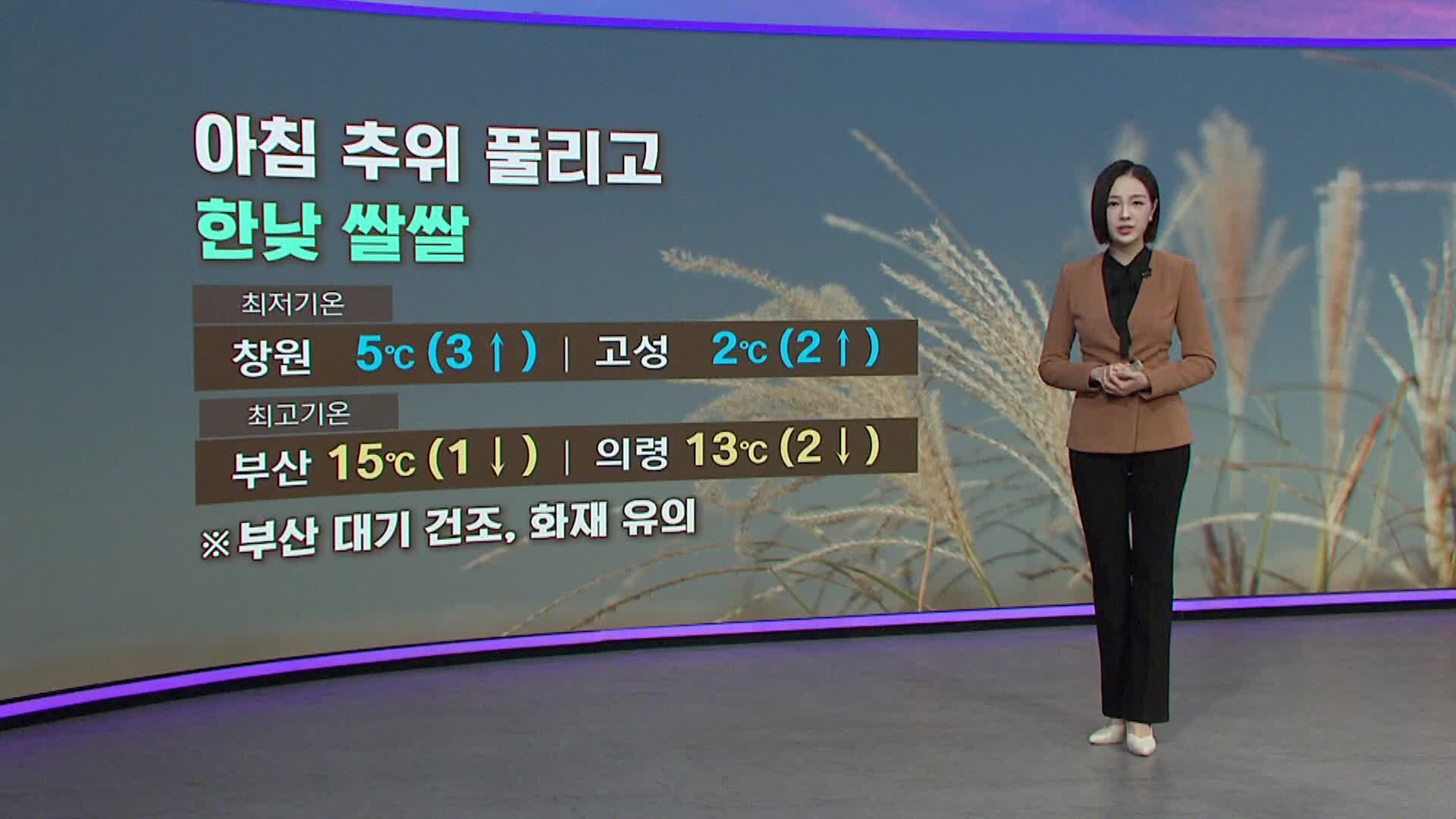 [아이날씨] 아침 추위 풀리고 한낮 쌀쌀