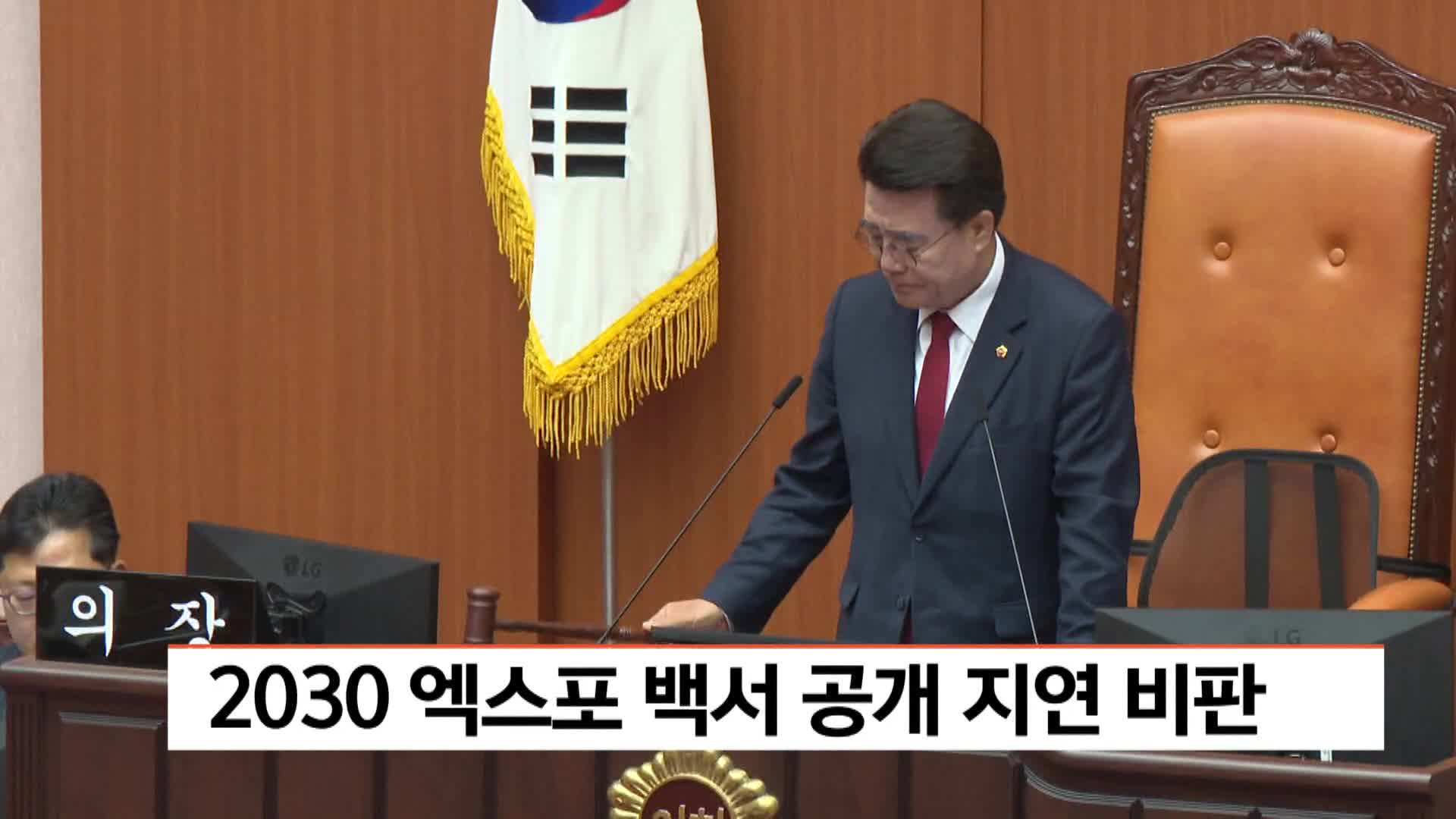 2030 엑스포 백서 공개 지연 비판