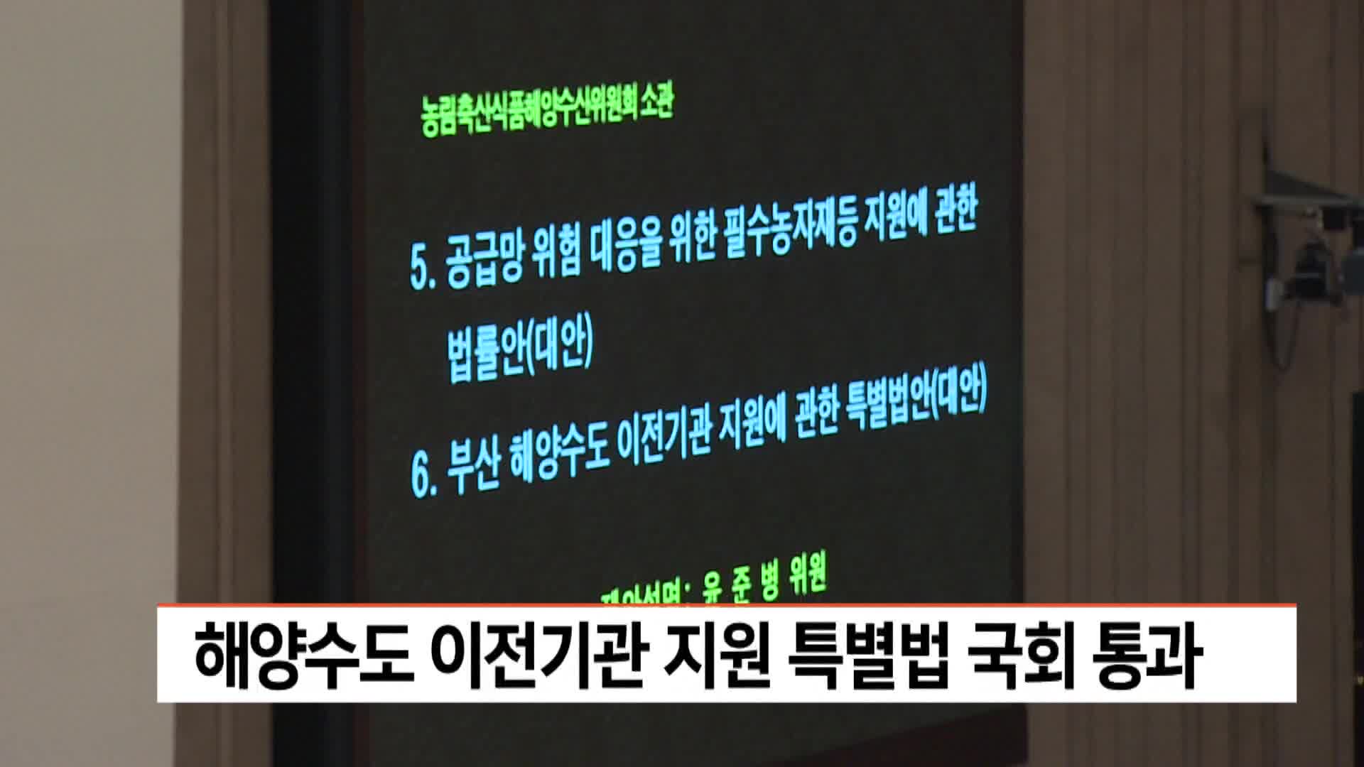 해양수도 이전기관 지원 특별법 국회 통과