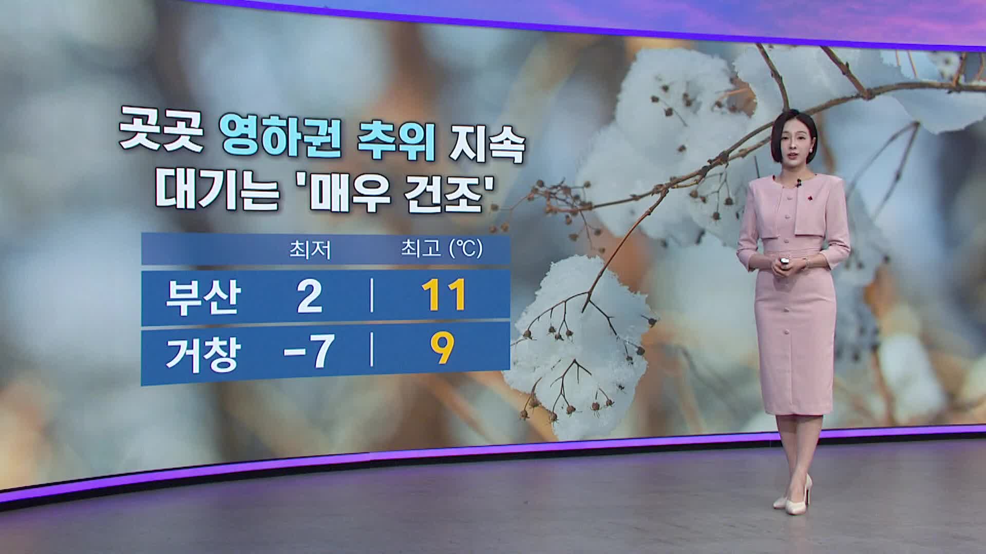 아이 날씨-곳곳 영하권 추위 지속..대기는 '매우 건조'