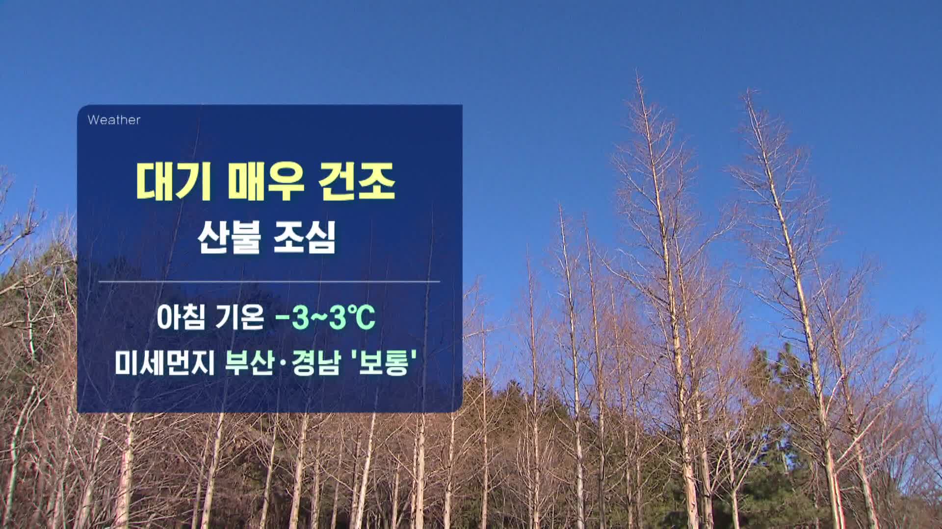 부산경남 곳곳 건조특보, 오후부터 맑아져