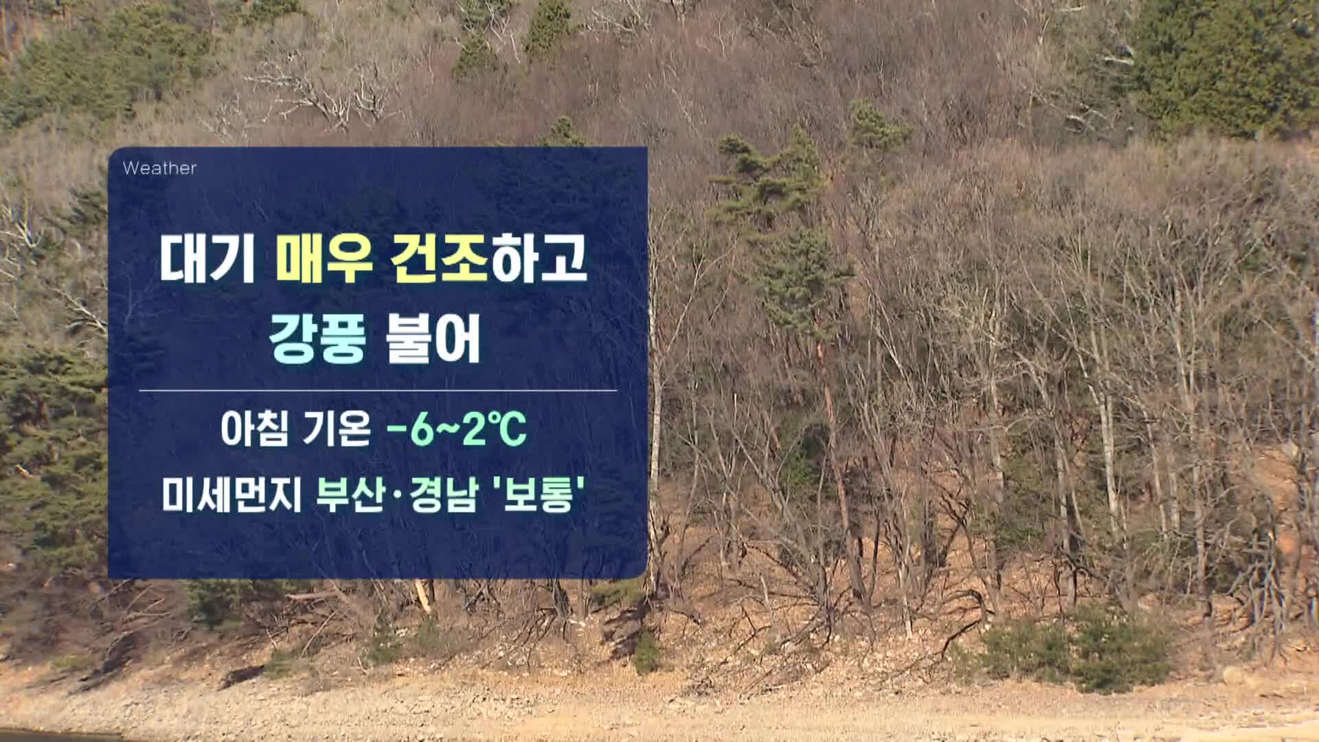 부산경남 건조특보에 강풍, 화재 주의