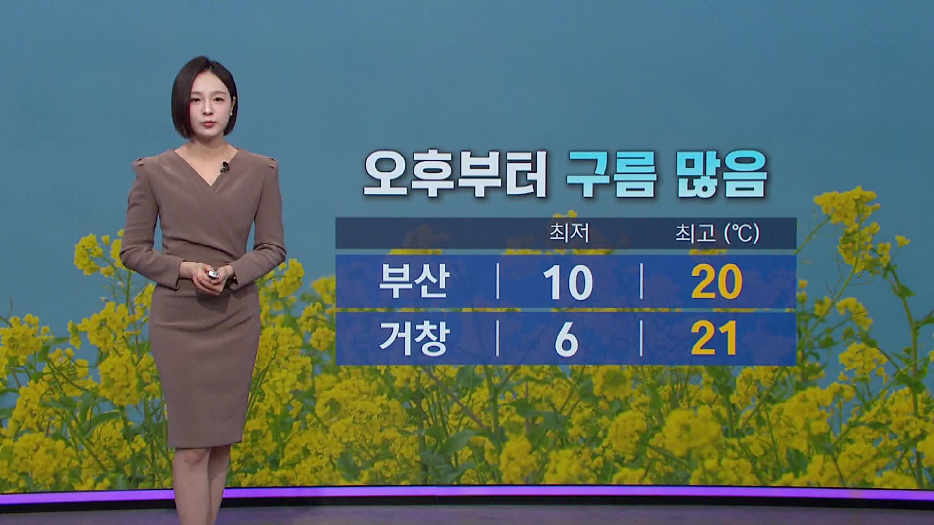 [아이 날씨]부산 경남은 대체로 맑다가 오후부터 구름 많은  날씨