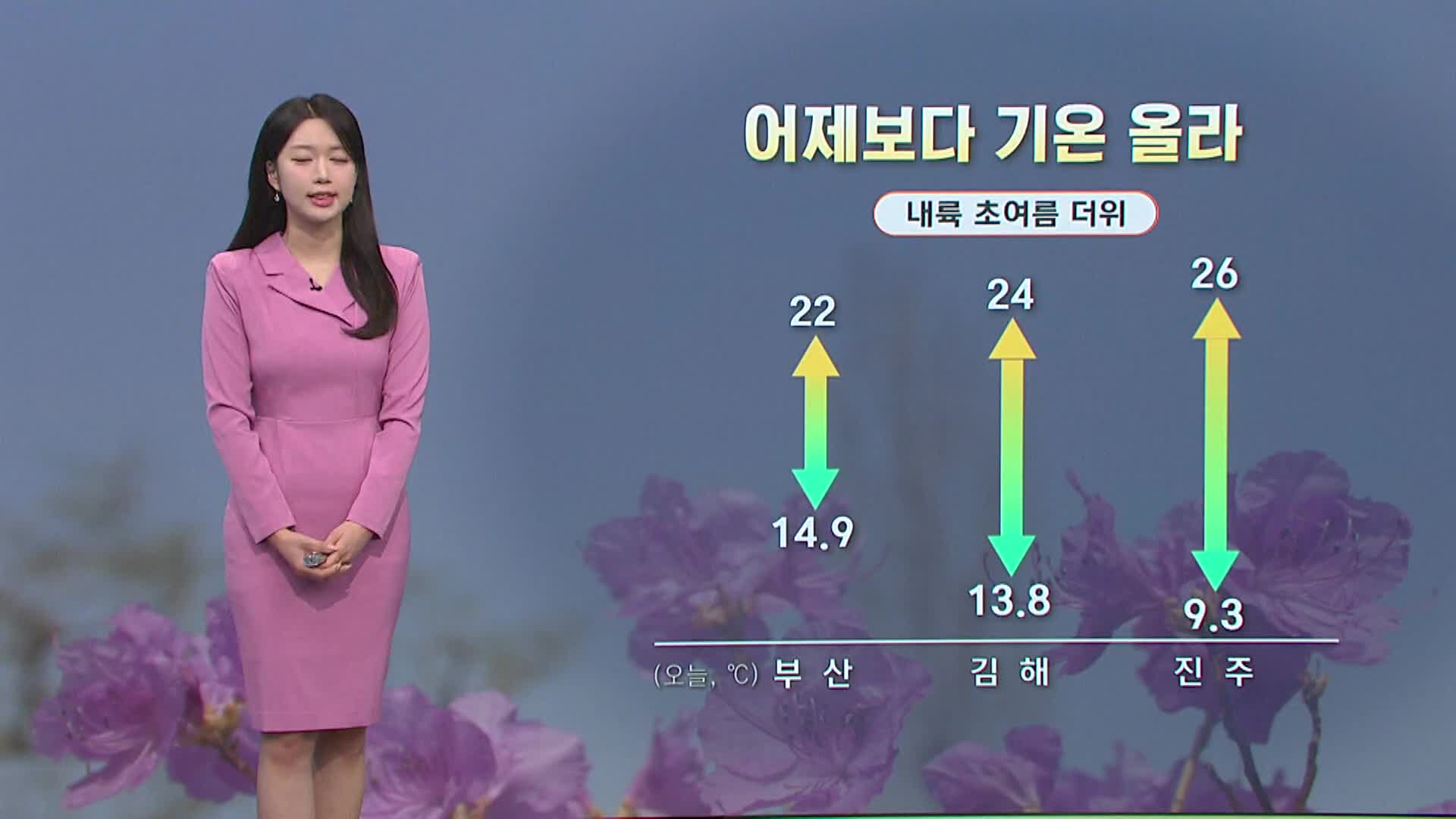 오늘 부산경남 내륙 초여름 더위...큰 일교차 유의