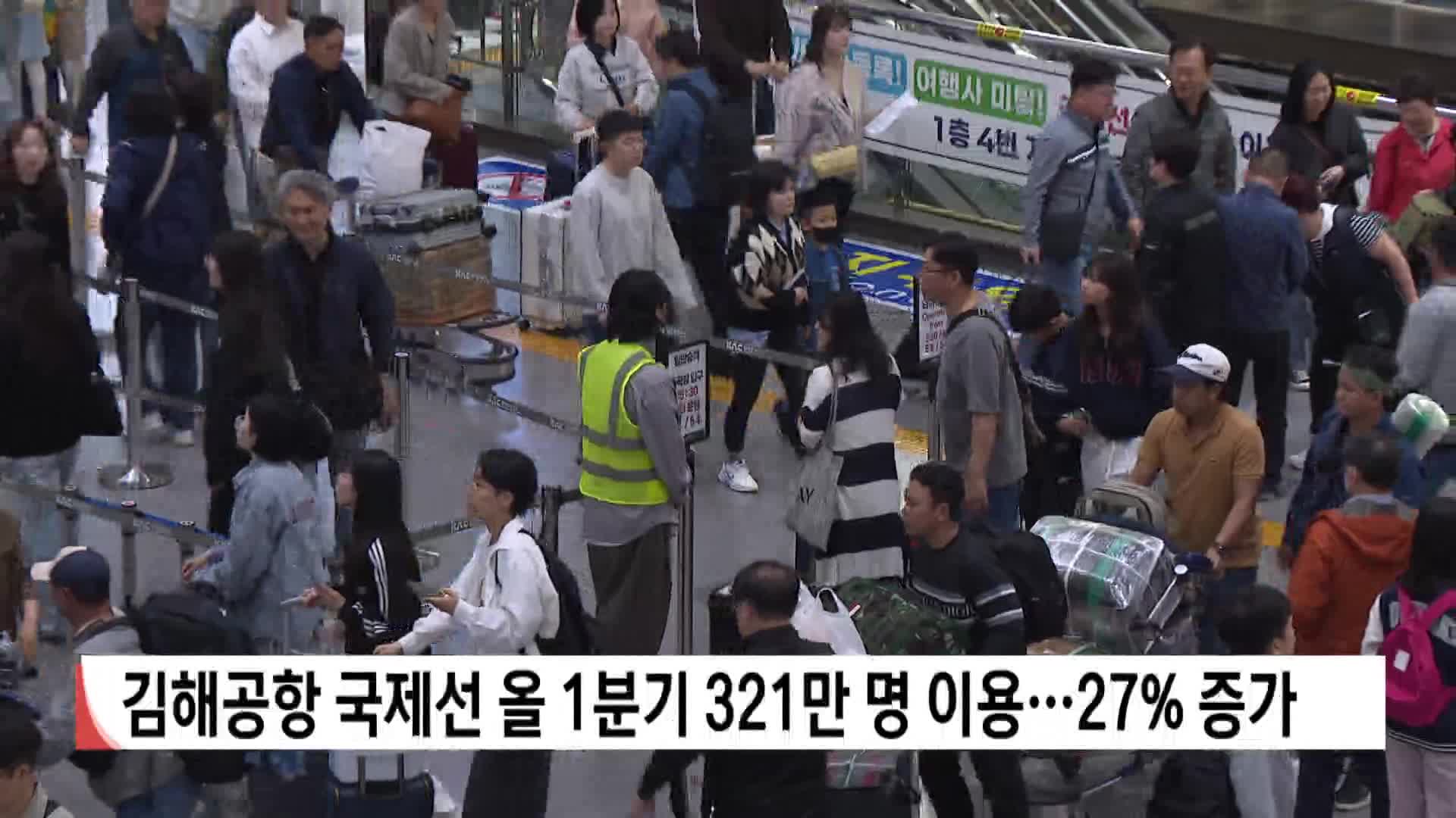 김해공항 국제선 올 1분기 321만명 이용...27%증가