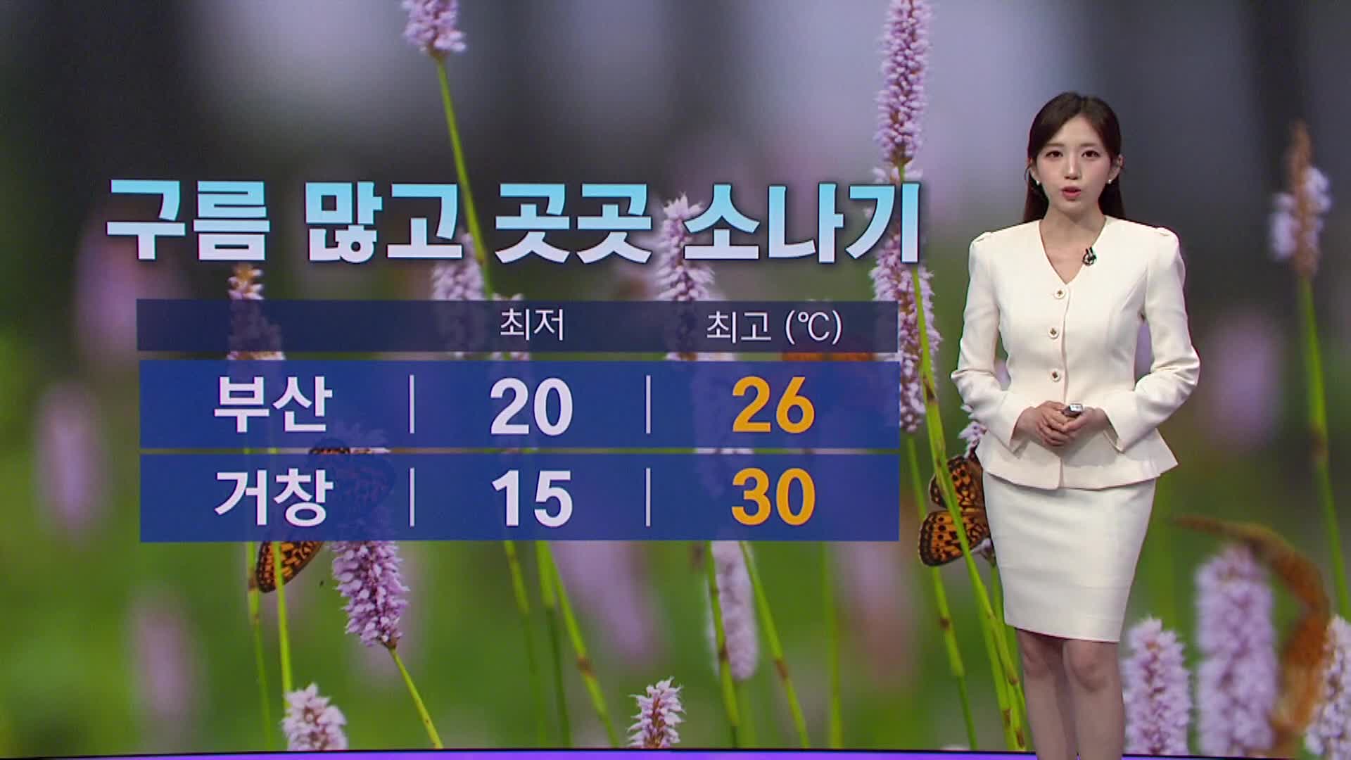 오늘 밤까지 비...내일 부산경남 덥고 구름 많은 날씨