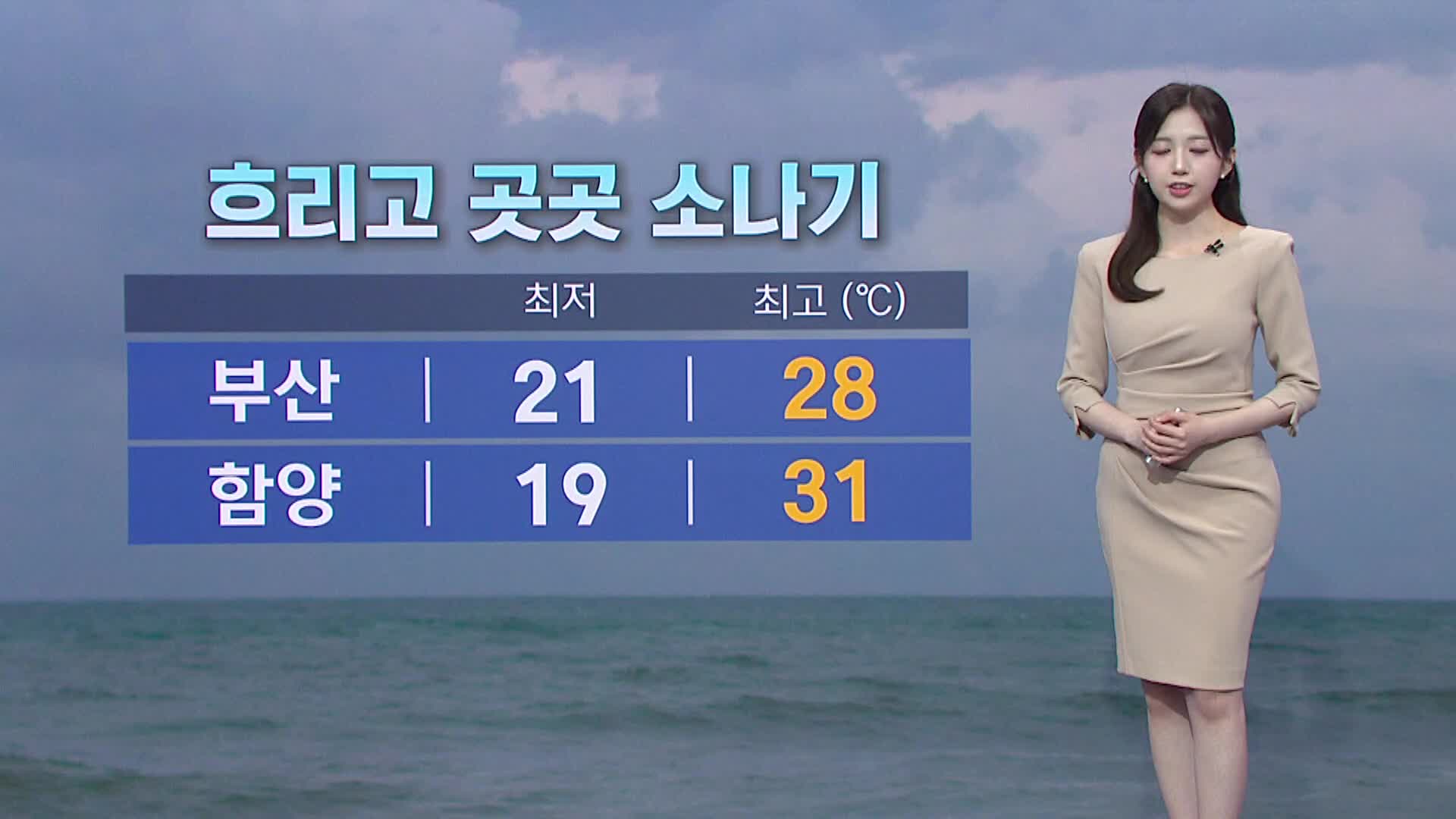 <뉴스아이 날씨>구름 많거나 흐리고 곳곳 소나기