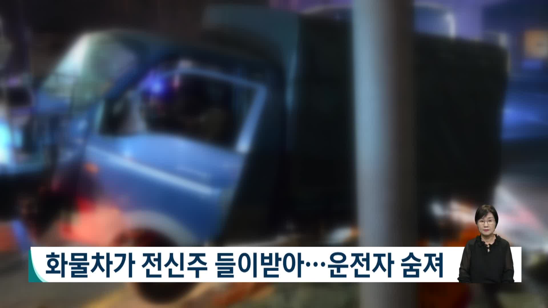 화물차가 전신주 들이받아...운전자 숨져