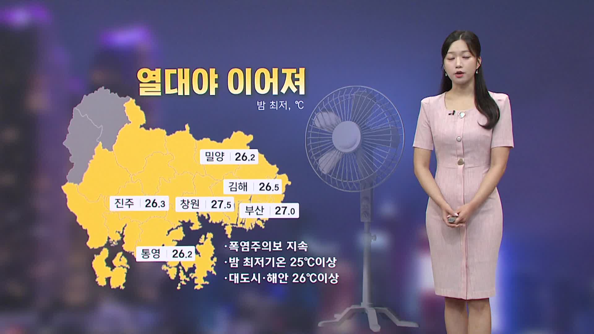 [모닝와이드 날씨] 열대야, 폭염 지속..경남서부 밤까지 비 조금