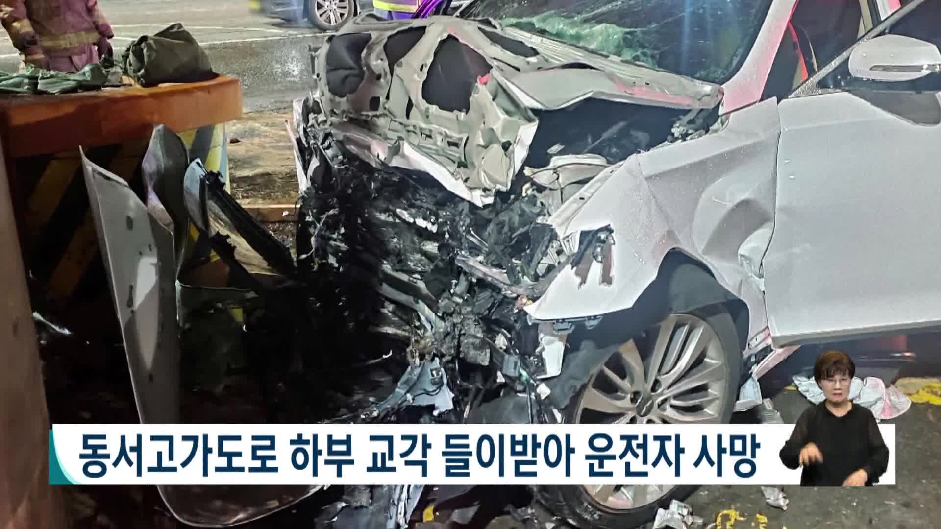 동서고가도로 하부 교각 들이받아 운전자 사망