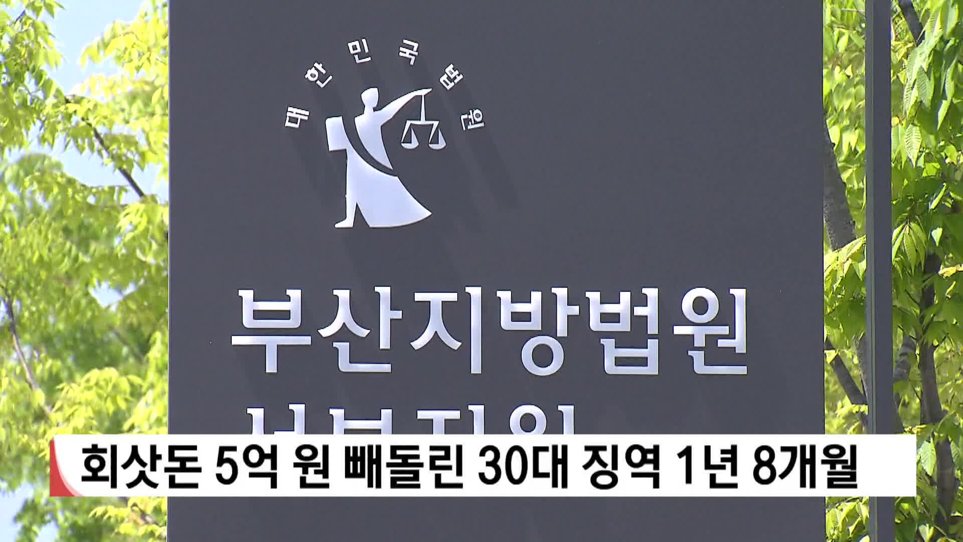 회삿돈 5억 원 빼돌린 30대 징역 1년 8개월