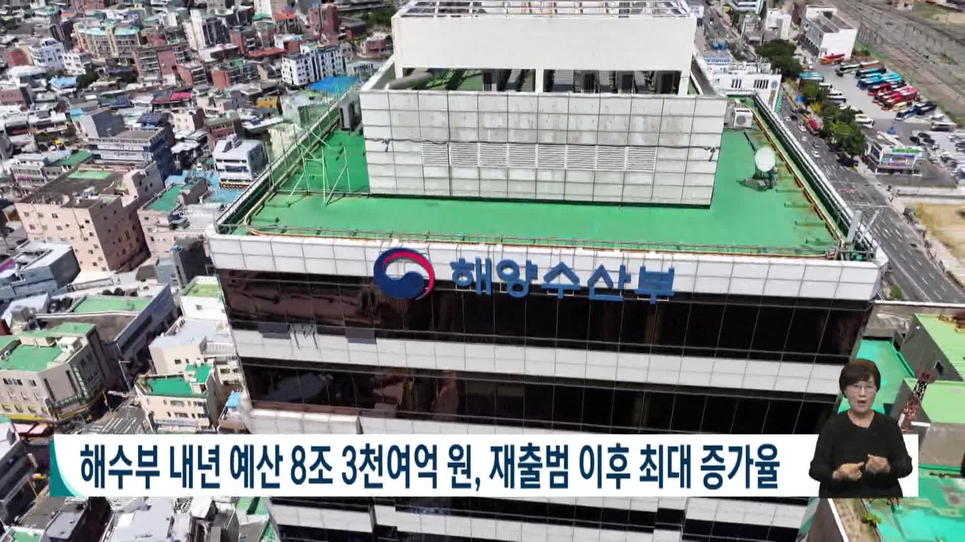 해양수산부 내년 예산 8.3조, 재출범 이후 최대 증가율