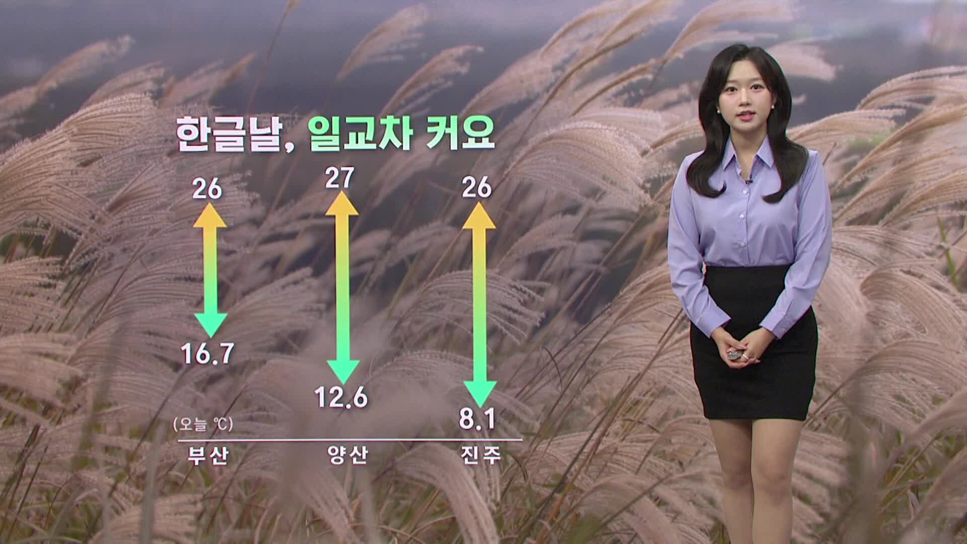 [모닝와이드 날씨]-한글날 일교차 커..내일~모레 경남내륙 가끔 비